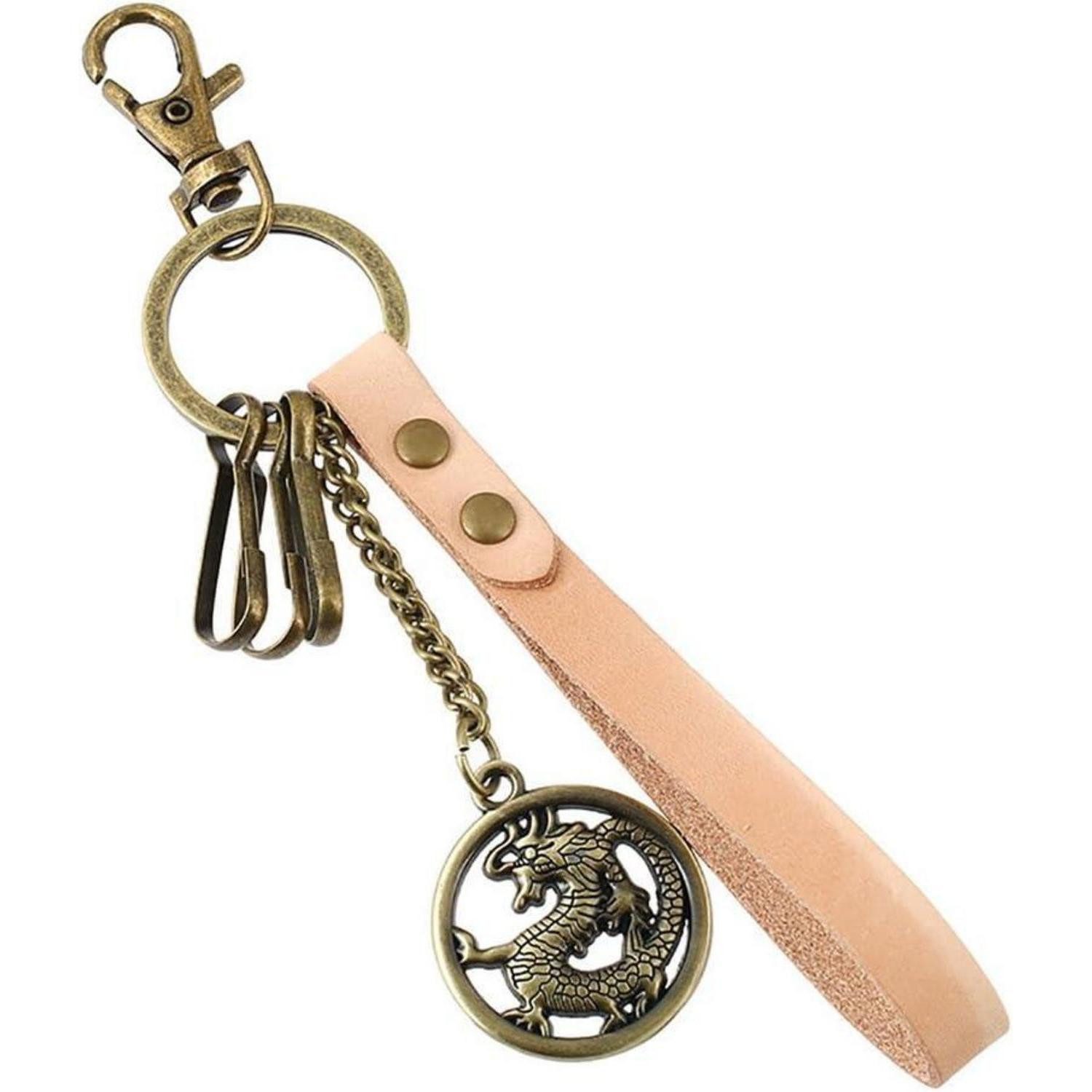 LuxusKollektion Schlüsselanhänger Boowhol Rindsleder Keychain Retro Legierung Drachen Anhänger Taille