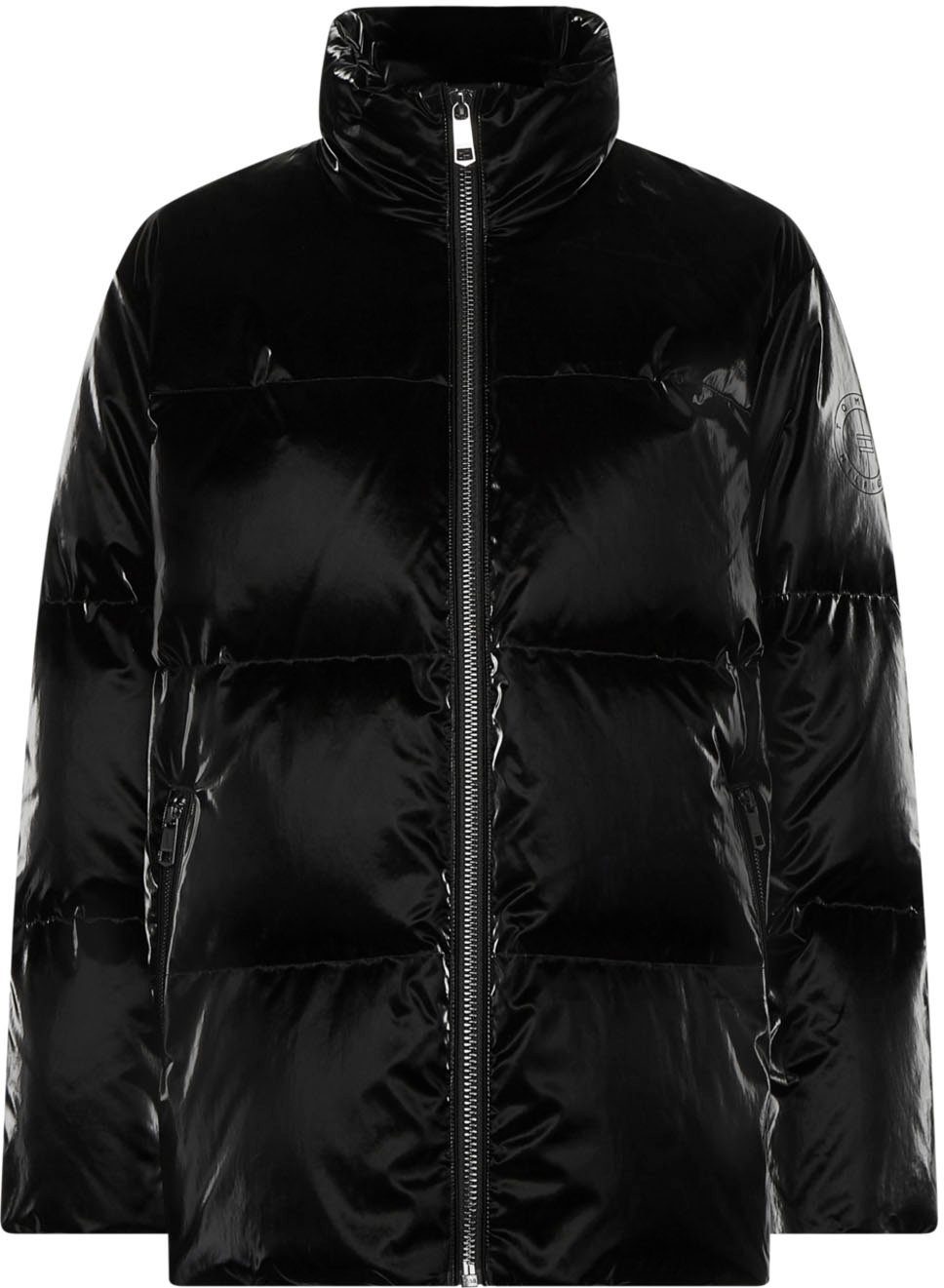 Anraten Tommy Hilfiger Curve PUFFER DOWN PLUS Reißverschlusstaschen Steppjacke CURVE,mit JKT praktischen SIZE METALLIC CRV