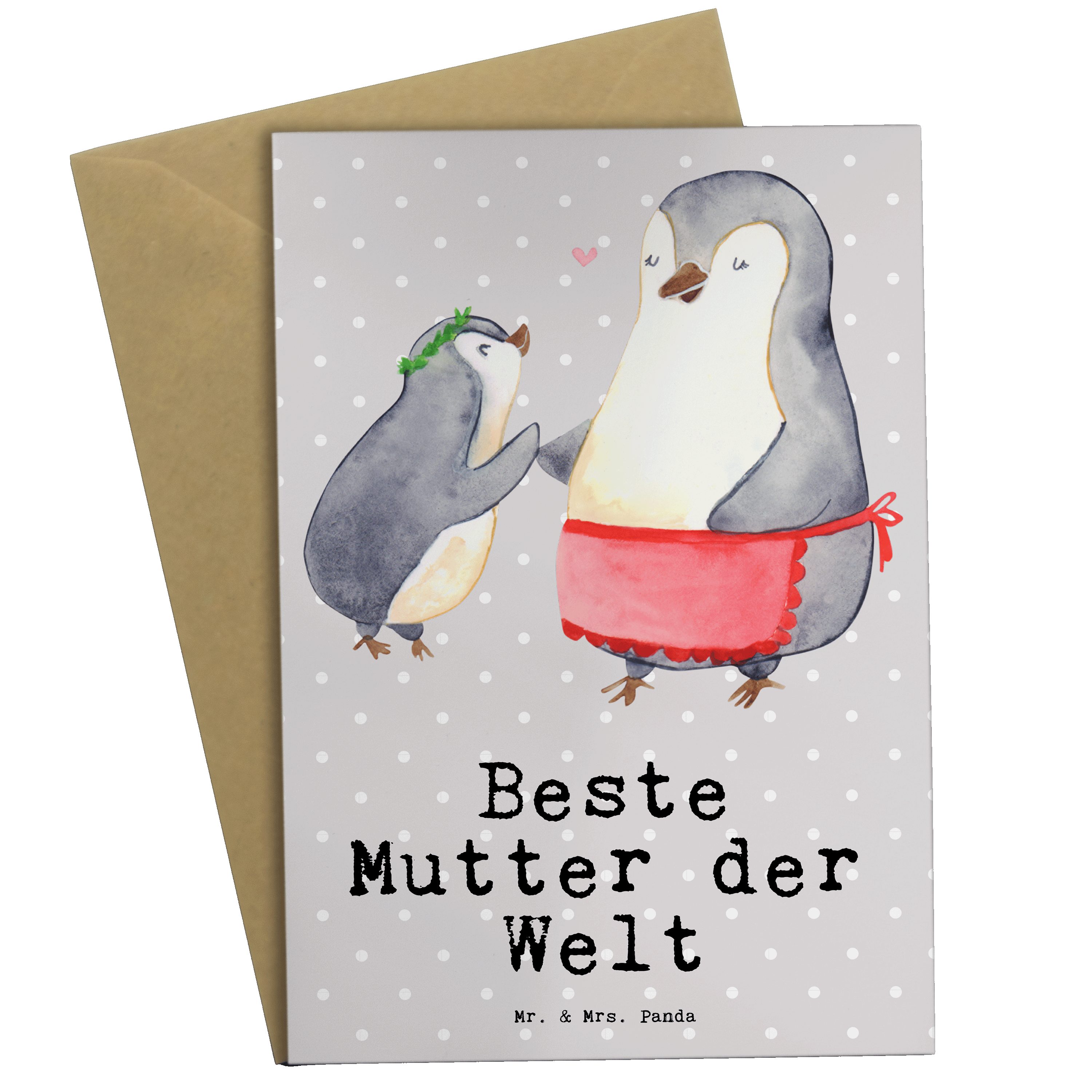 Panda Danke, Pinguin - Mr. der Beste - Pastell Mrs. Mami Geschenk, Welt Grußkarte & Grau Mutter