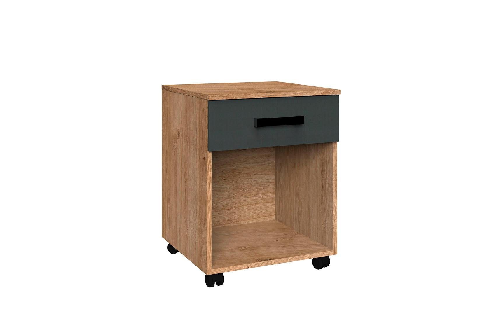 Wimex Rollcontainer Liverpool, Schreibtischcontainer Made in Germany, 1 Schublade und 1 offenes Fach, 46/45/59cm, Serie im Industrial Design