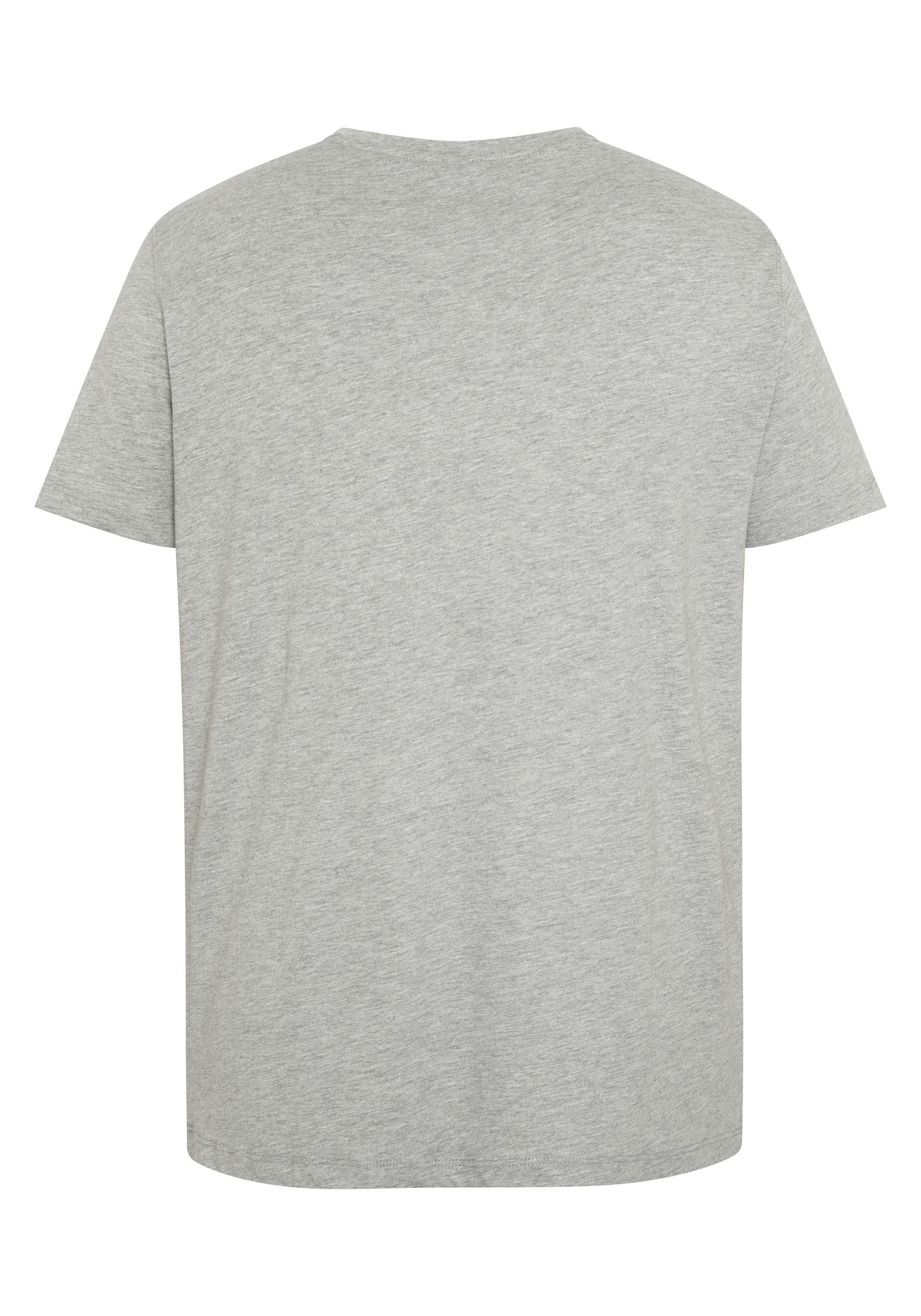 Print-Shirt 17-4402M Neutral Sylt Gray Polo Melange Logo-Schriftzug mit