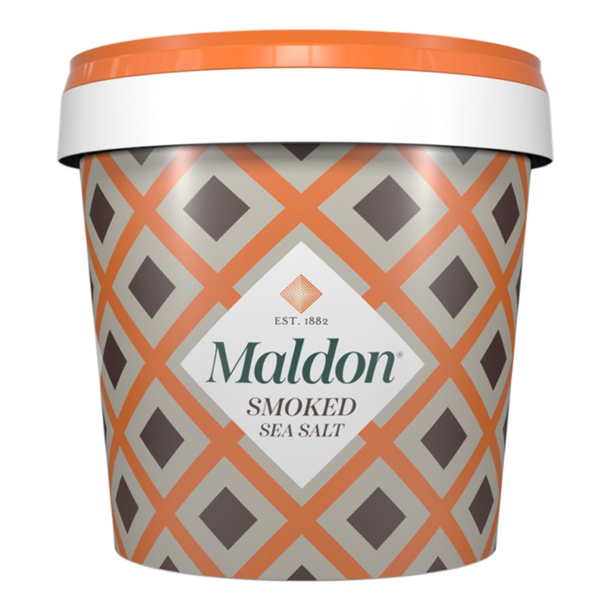 Maldon Gewürz Smoked Sea Salt Flakes im Eimer, 500g, Maldon Crystal Salt Co., 500 g, Zart-knusprigen geräucherte Meersalzflocken