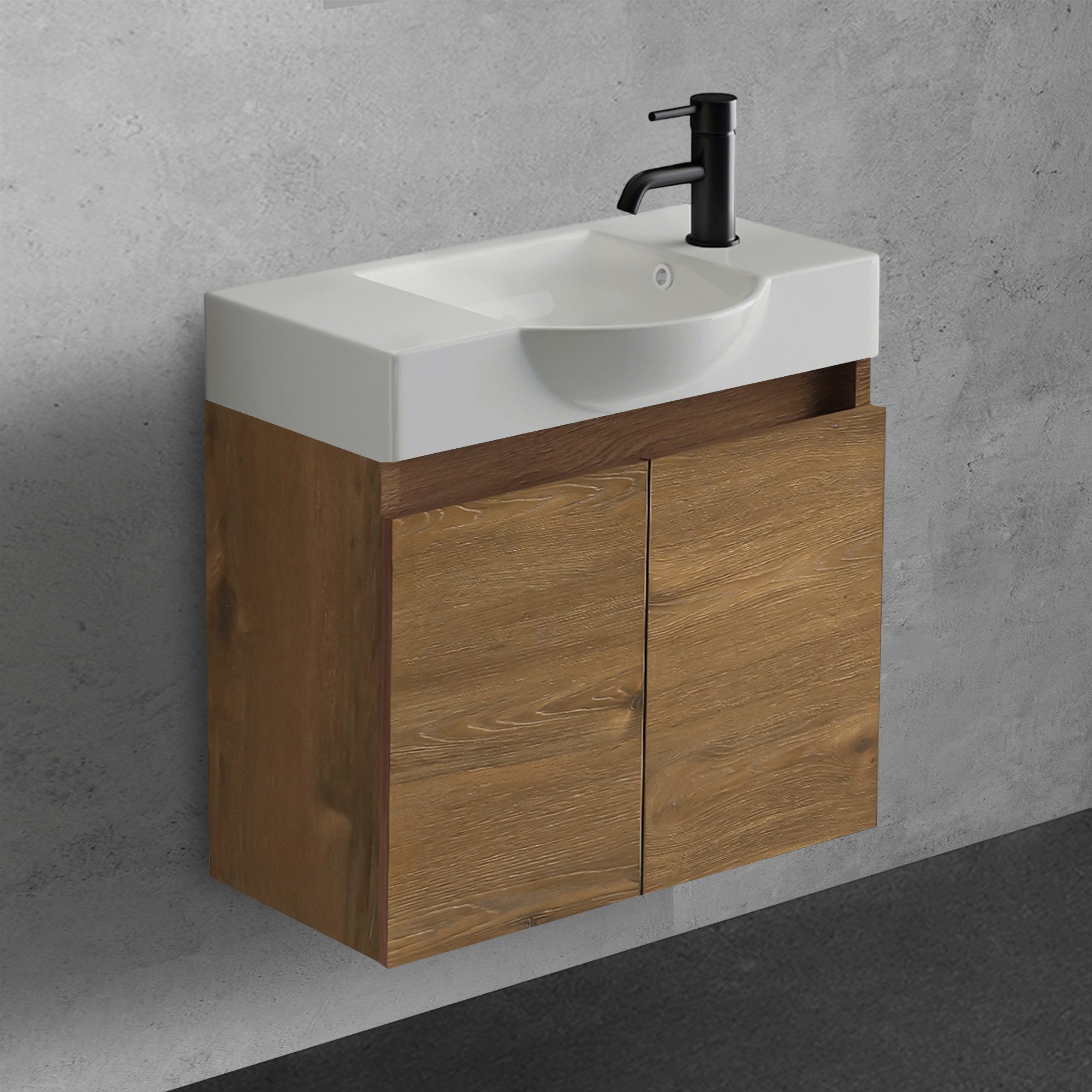 Alpenberger Badmöbel-Set Gäste WC Waschbecken mit Unterschrank 55 cm Breit, günstig online kaufen