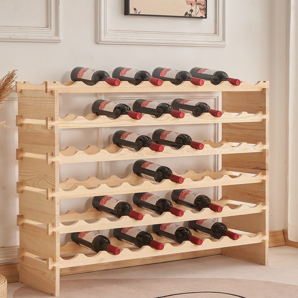 JEOBEST Weinregal Weinregal aus Holz, Flaschenregal 48/60 Flaschen Wein, für Keller, Bar, Lagerraum usw.