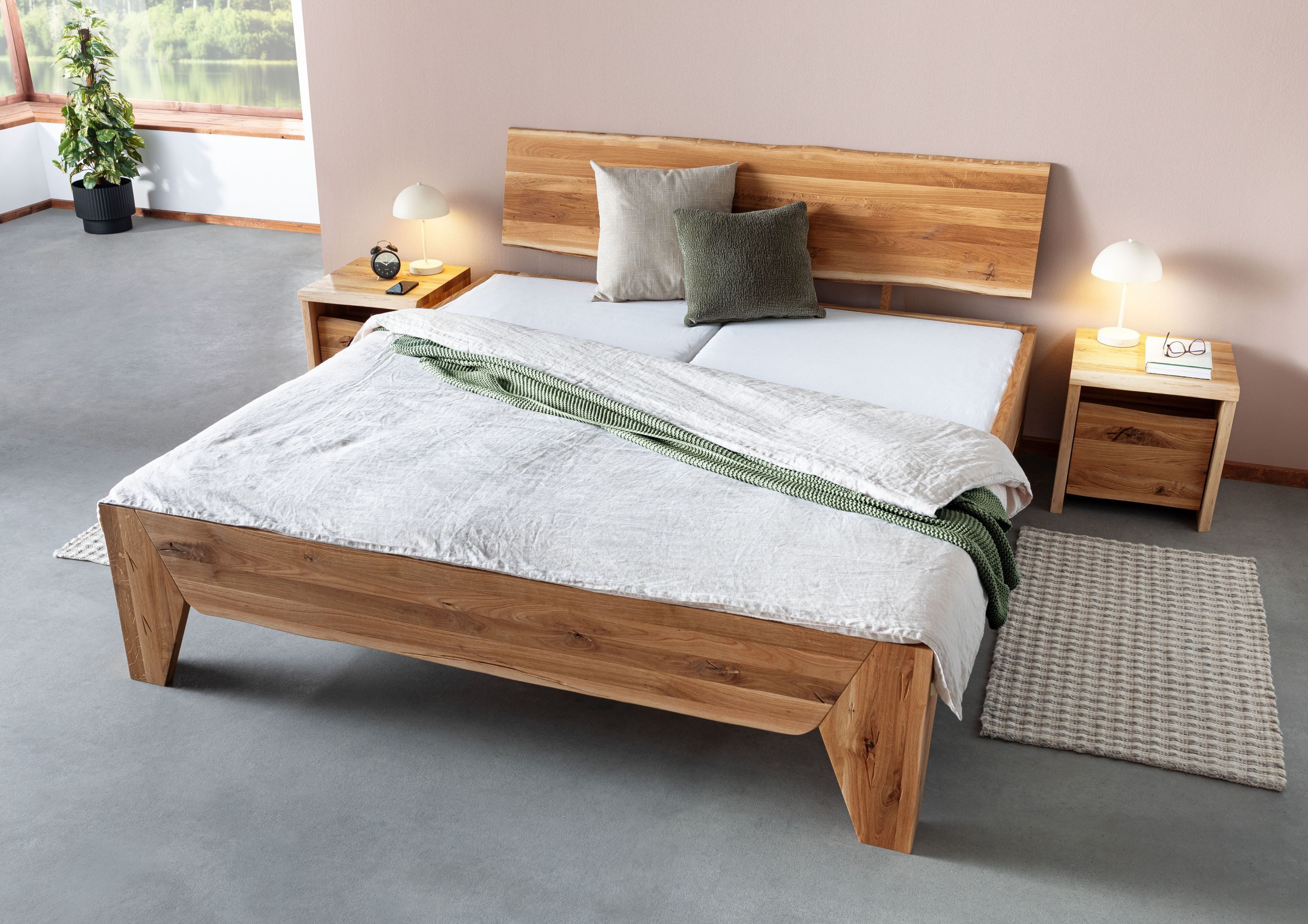 Massivmoebel24 Massivholzbett PURE OAK (Wildeiche 160x200 natur geölt PURE OAK #114), Wildeiche 160x200 natur geölt PURE OAK #114