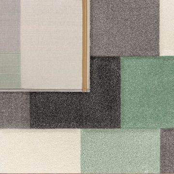 Teppich Moderner Kurzflor Teppich Wohnzimmer Konturenschnitt Kariert, TT Home, Läufer, Höhe: 17 mm