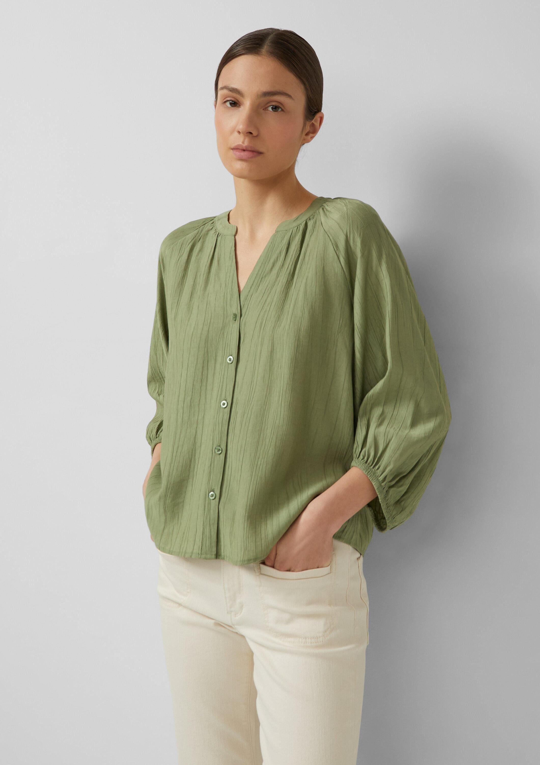 s.Oliver Kurzarmbluse Bluse Strukturierte Bluse mit weitem Ärmel