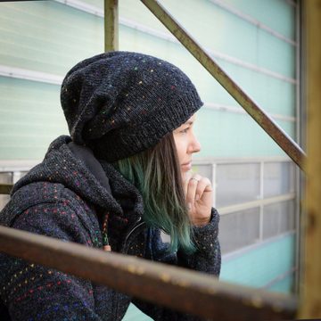 McRon Beanie Wollmütze Modell Lizzy Regenbogen gefüttert mit Fleece, hoher Schurwollanteil