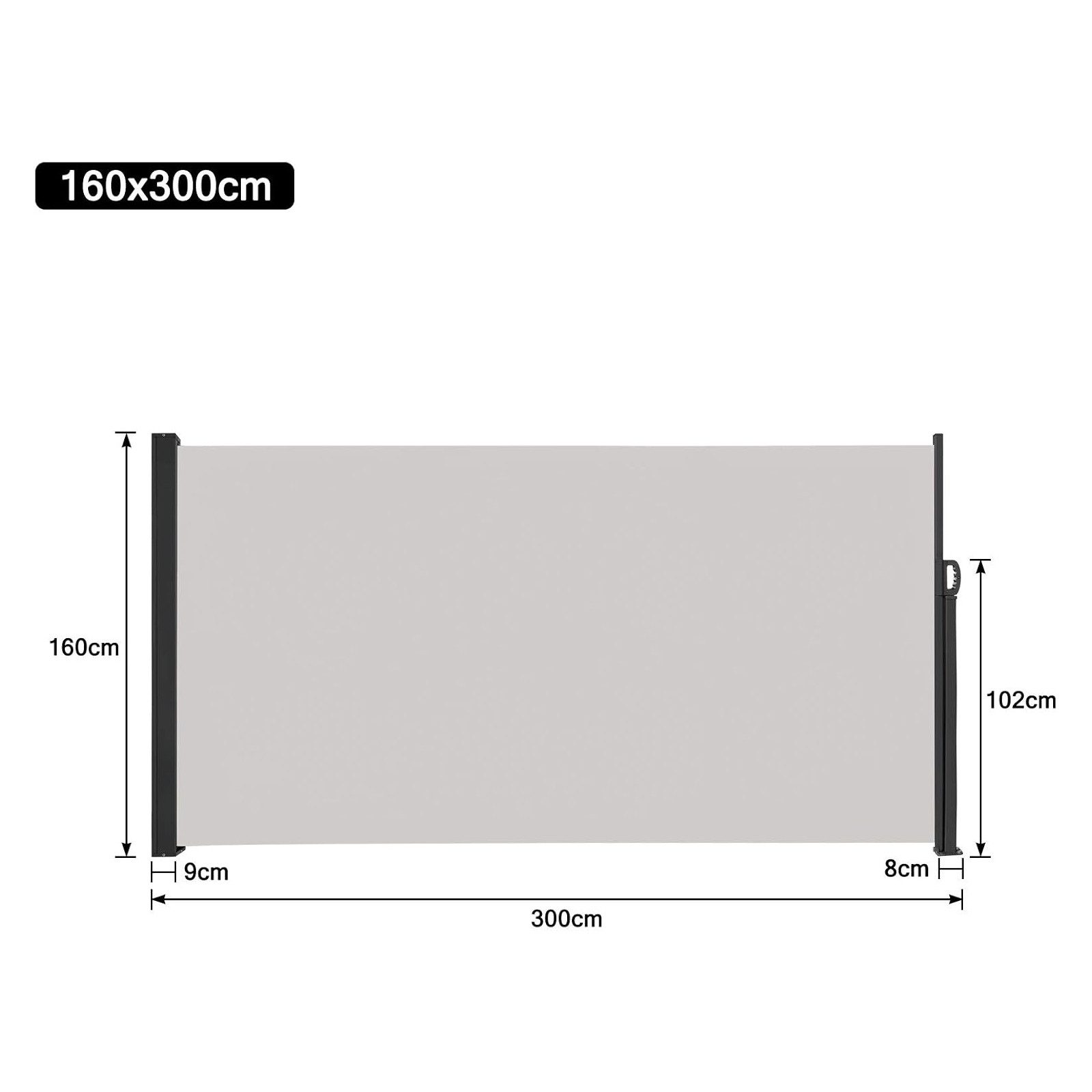 FIVMEN Seitenmarkise Alu Ausziehbar Blickdicht Sonnenschutz mit Wandhalterung Sichtschutz Markise für Balkon, Terrasse, Garten