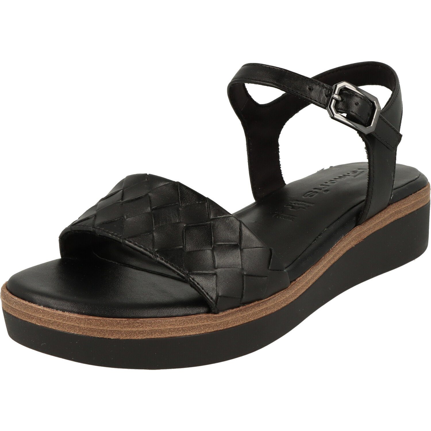 Schuhe Damen Leder Black Tamaris 1-28216-20 Sandalette Sandalette Komfort Riemchen