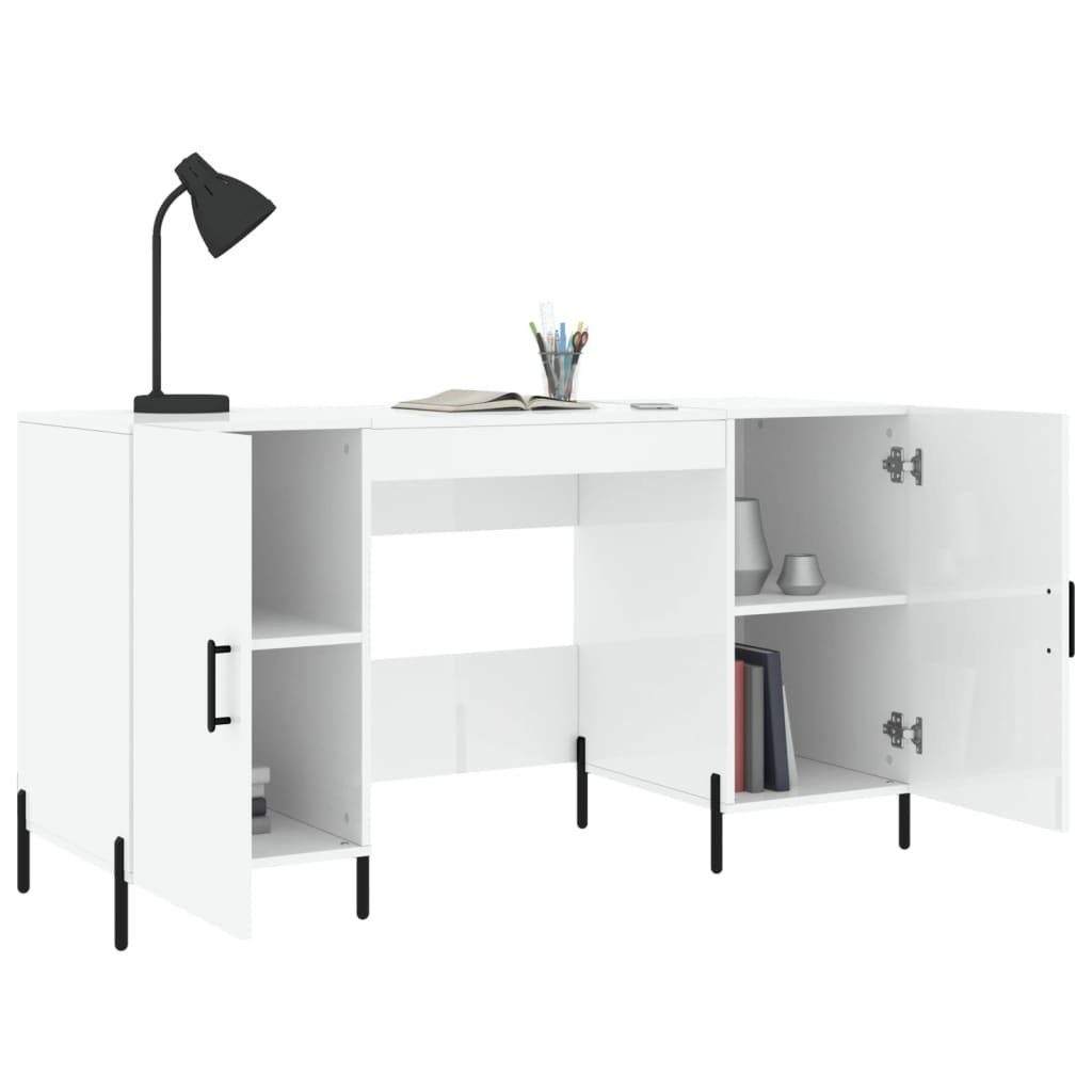 140x50x75 cm Hochglanz-Weiß Schreibtisch Holzwerkstoff furnicato