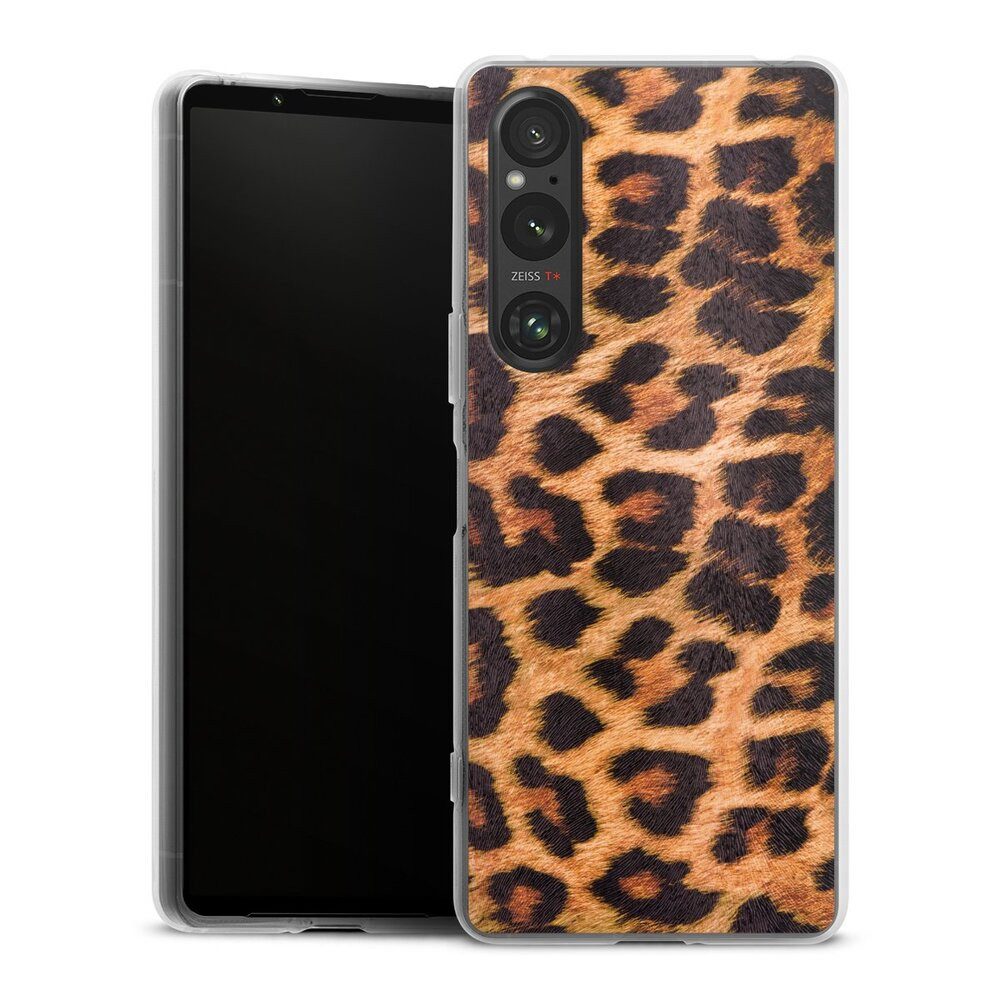 DeinDesign Handyhülle Leopard Fell Animalprint Leo Print, Sony Xperia 1 V Silikon Hülle Bumper Case Handy Schutzhülle