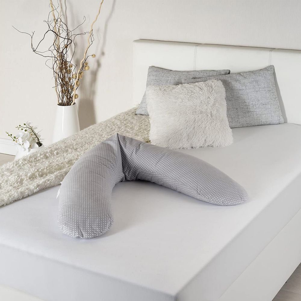 Theraline Stillkissen Dodo Pillow Premium - 2-tlg., Schwangerschaftskissen, Grau, Lagerungskissen, cm 180 Seitenschläferkissen 