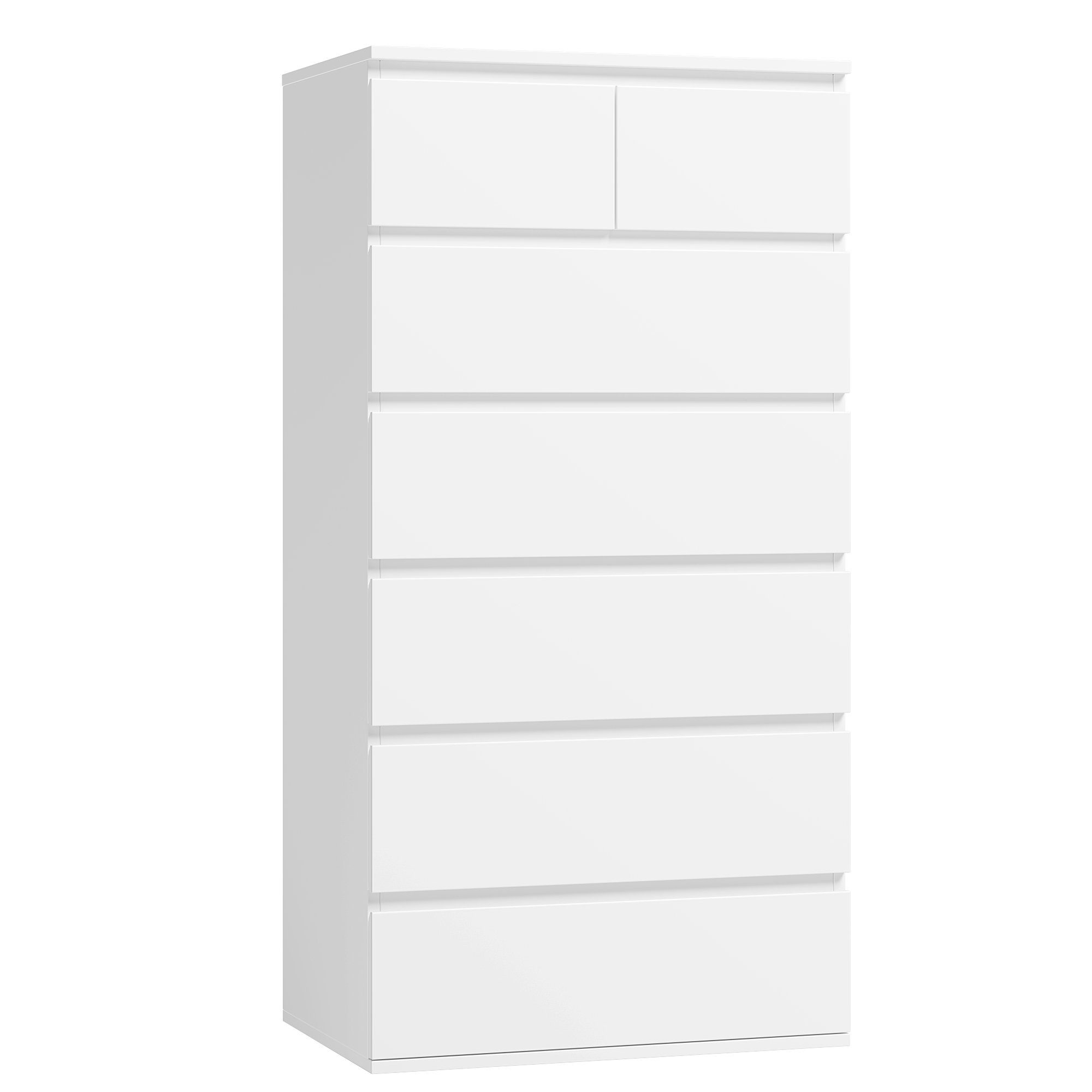 Homfa Kommode Sideboard Schubladenschrank Schubladenkommode, mit 7 Schubladen, holz, weiß, 60x40x119 cm