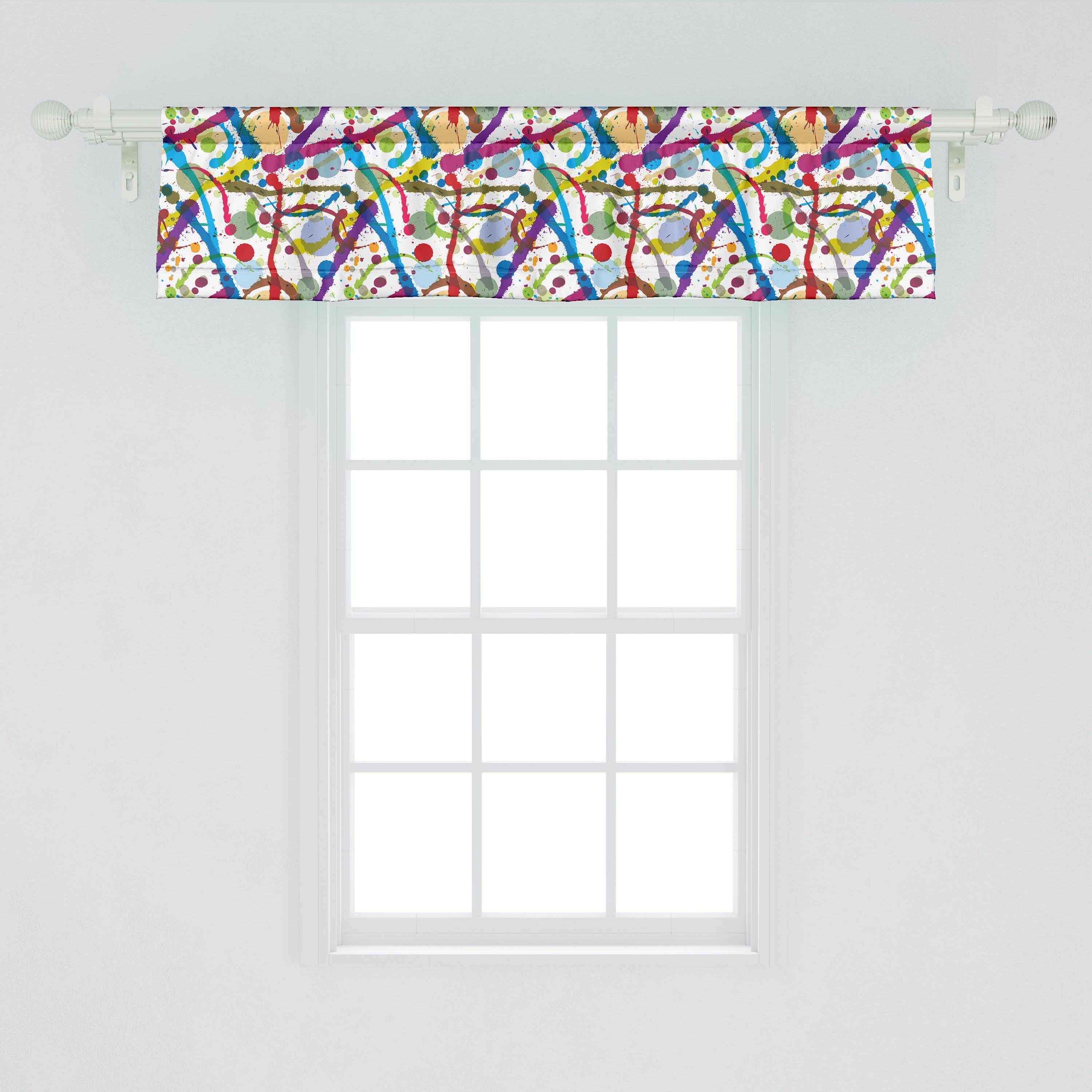 Vorhang Scheibengardine Stangentasche, Microfaser, für Abakuhaus, Splash Küche Dekor Schlafzimmer Grunge Bunte mit Volant