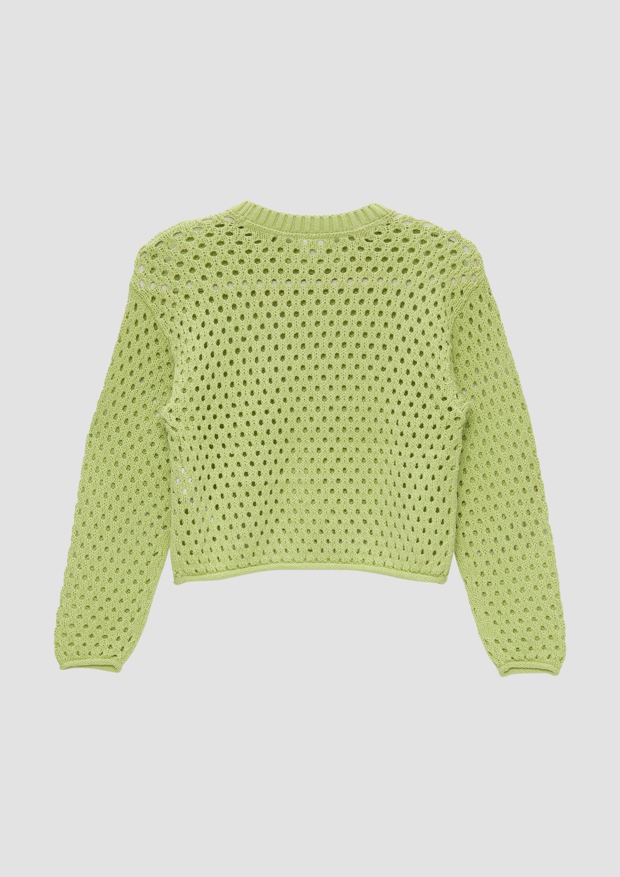 s.Oliver Longpullover Strickpullover Strickpullover mit Lochmuster im Boxy-Schnitt