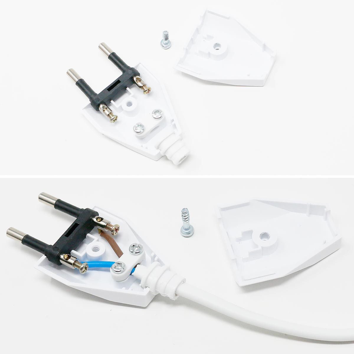 world-trading-net Euroflachstecker 3x Set Euro-Stecker & Kupplung, weiß, Schrauban