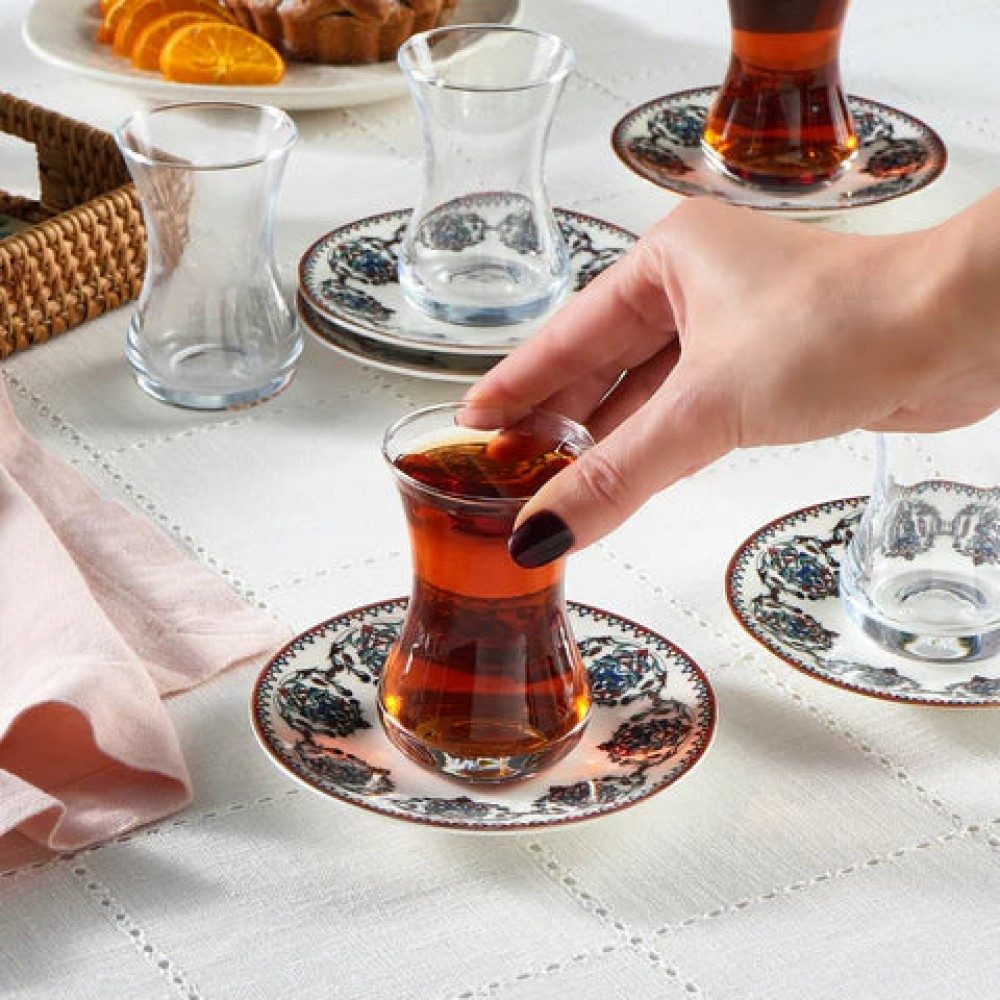 Karaca Teeservice Karaca Nakkas Türkisches Teeset 12-teilig, Bone China, 6 Pers. – Bild 4 von 5