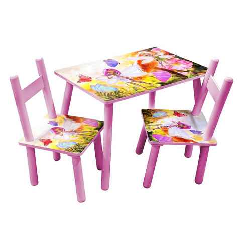 HTI-Line Kindersitzgruppe Kindertischgruppe Blumenfee, (Set, 3-tlg., 1 Tisch, 2 Stühle), Kindertisch Kinderstuhl Kindermöbel