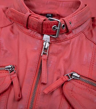 7eleven Lederjacke Ziza/L 7eleven - Damen Echtleder Lederjacke Bikerjacke Lammnappa rot