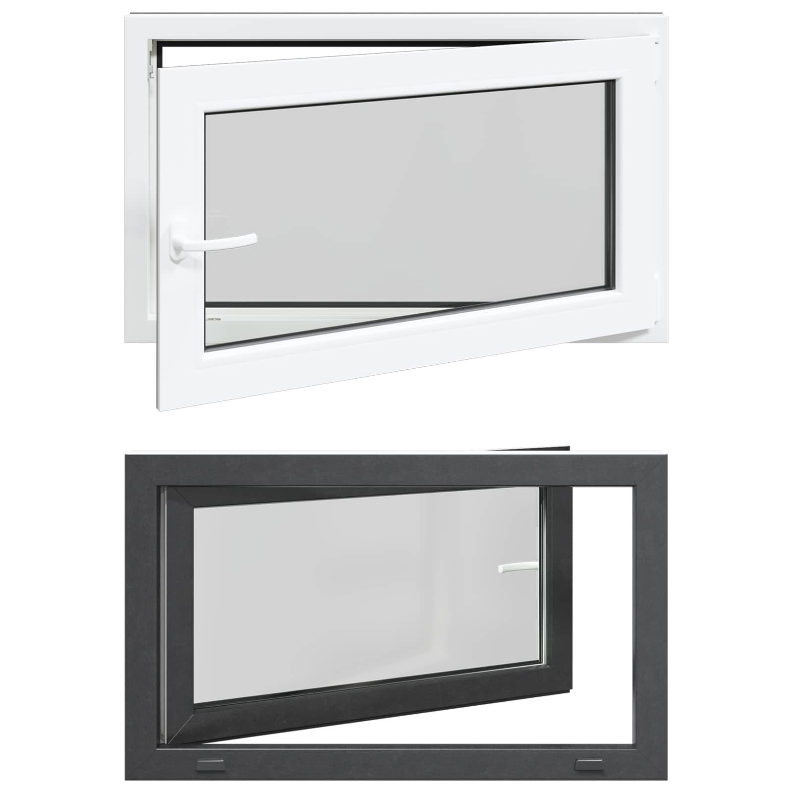 vidaXL Fenster Kellerfenster Innenseite Farbe Weiß RISOR 100 x 60 cm, (1 St)