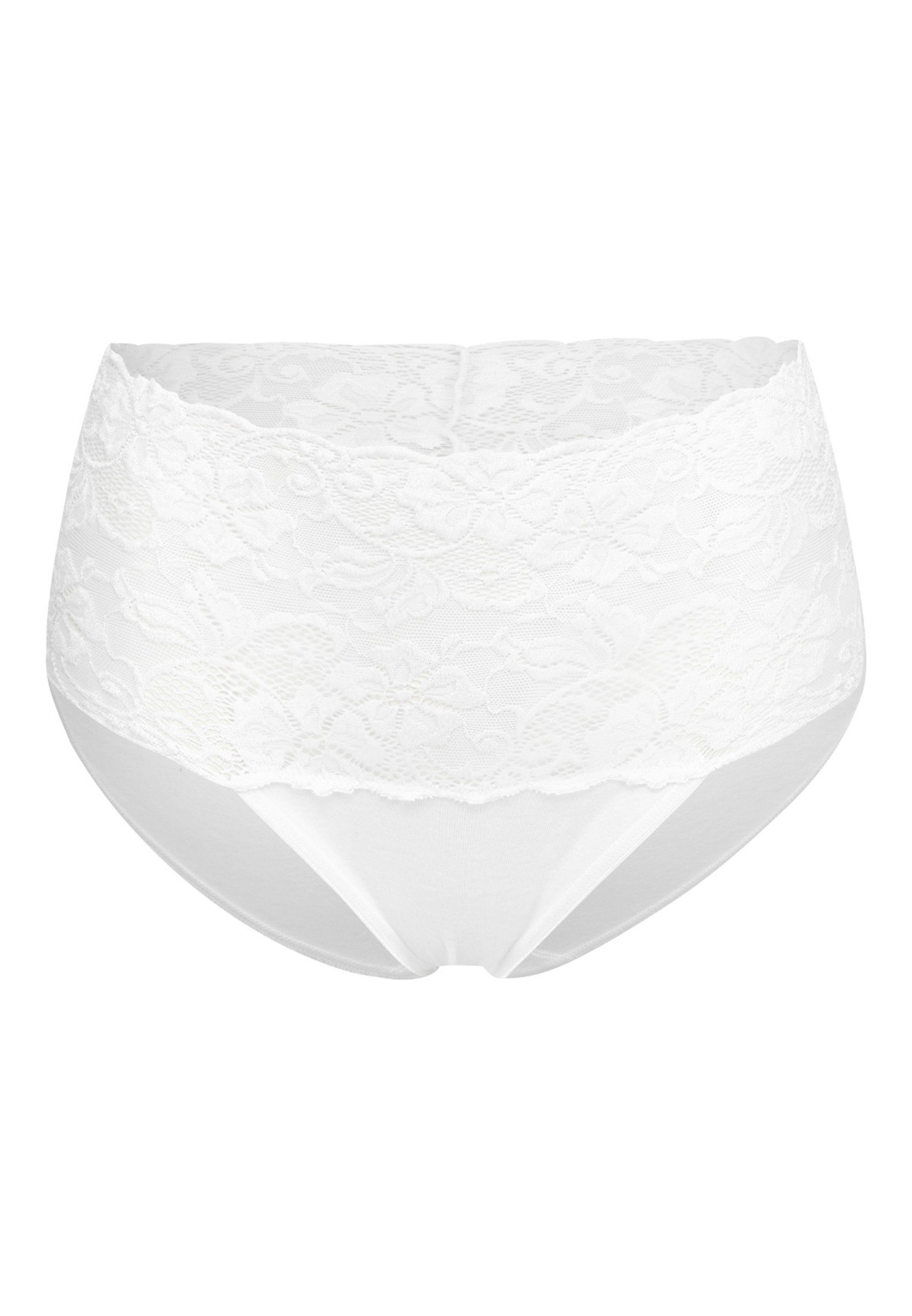 Nina Von C. Taillenslip 3er Pack Fine Cotton (Spar-Set, 3-St) Taillen Slip - Baumwolle - Atmungsaktiv - Im Spitzen-Design Weiß