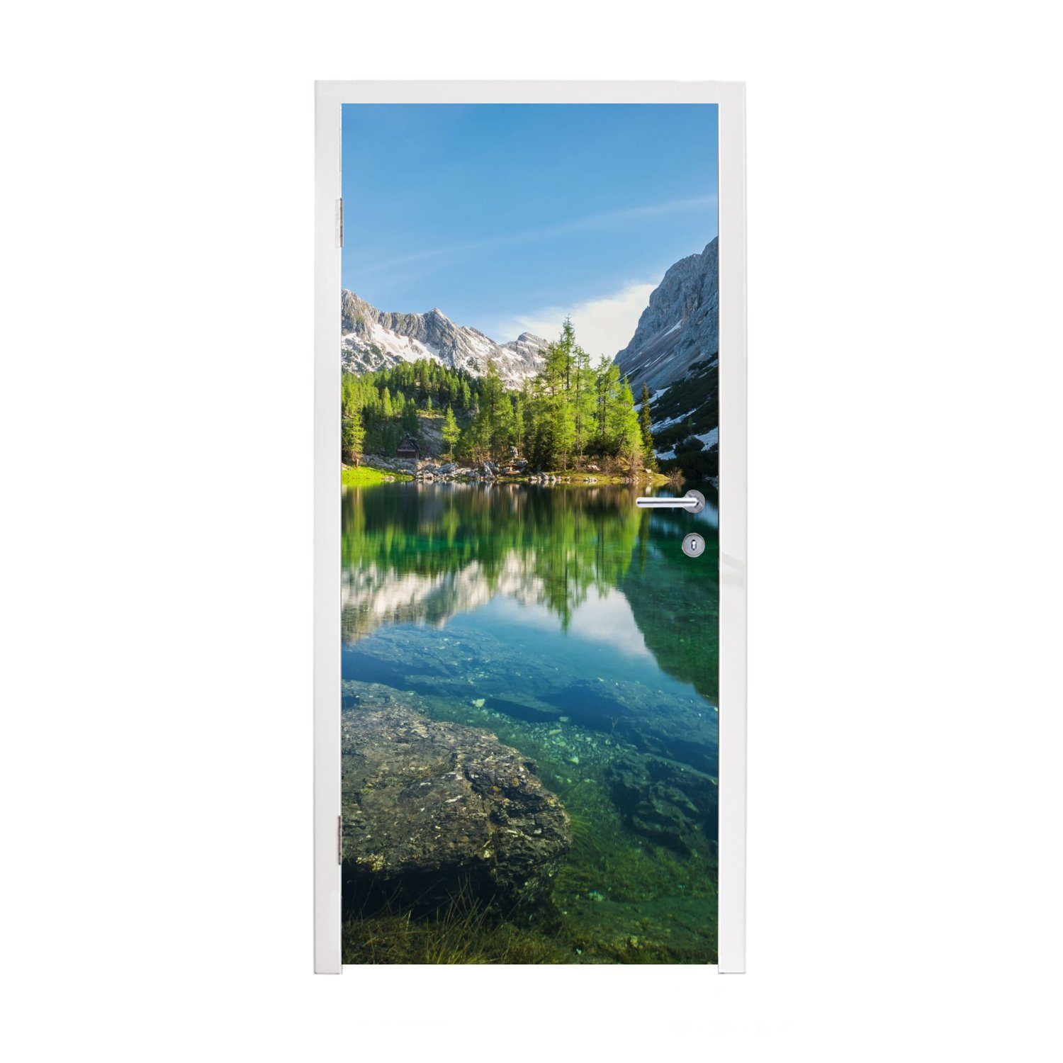 MuchoWow Türtapete Wasser - Berge - Felsen, Matt, bedruckt, (1 St), Fototapete für Tür, Türaufkleber, 75x205 cm