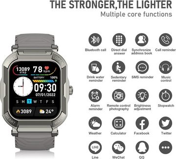 SUPBRO Smartwatch (1,91 Zoll, Andriod iOS), Telefonfunktion Fitnessuhr Anruf Voll Touchscreen Armbanduhr IP68