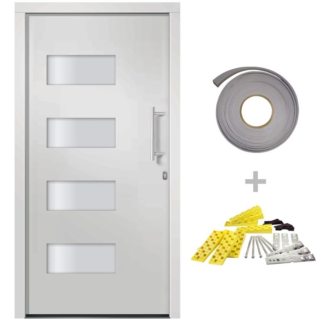 vidaXL Haustür 100 x 210 cm Haustür Aluminium und PVC Weiß 100x210 cm EIngangstür Auß