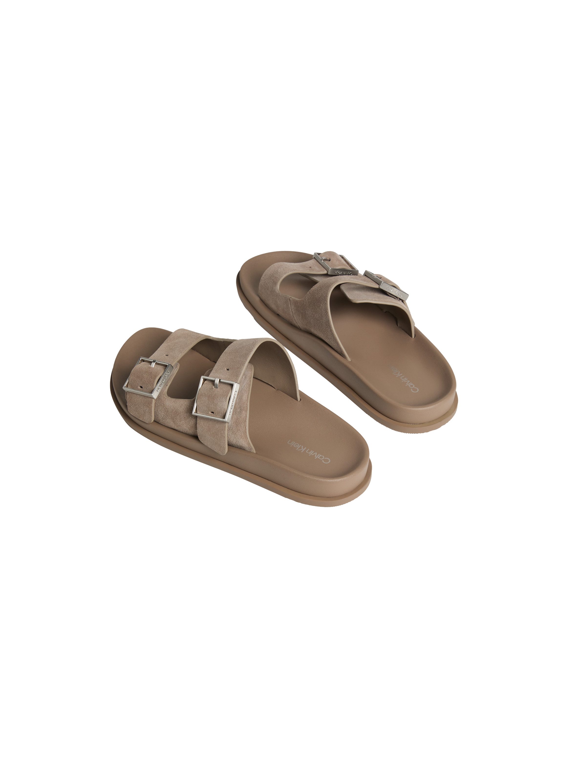 Calvin Klein CITY SANDAL BUCKLE SUEDE Pantolette Sommerschuh, Flats mit Schnallenverschluss