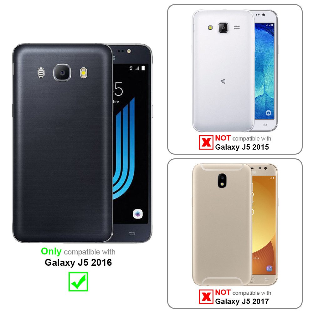 Cadorabo Handyhülle für Samsung Galaxy J5 2016 Hülle Samsung Galaxy J5 2016, Hülle Schutzhülle mit Standfunktion, Magnetverschluss und Kartenfach