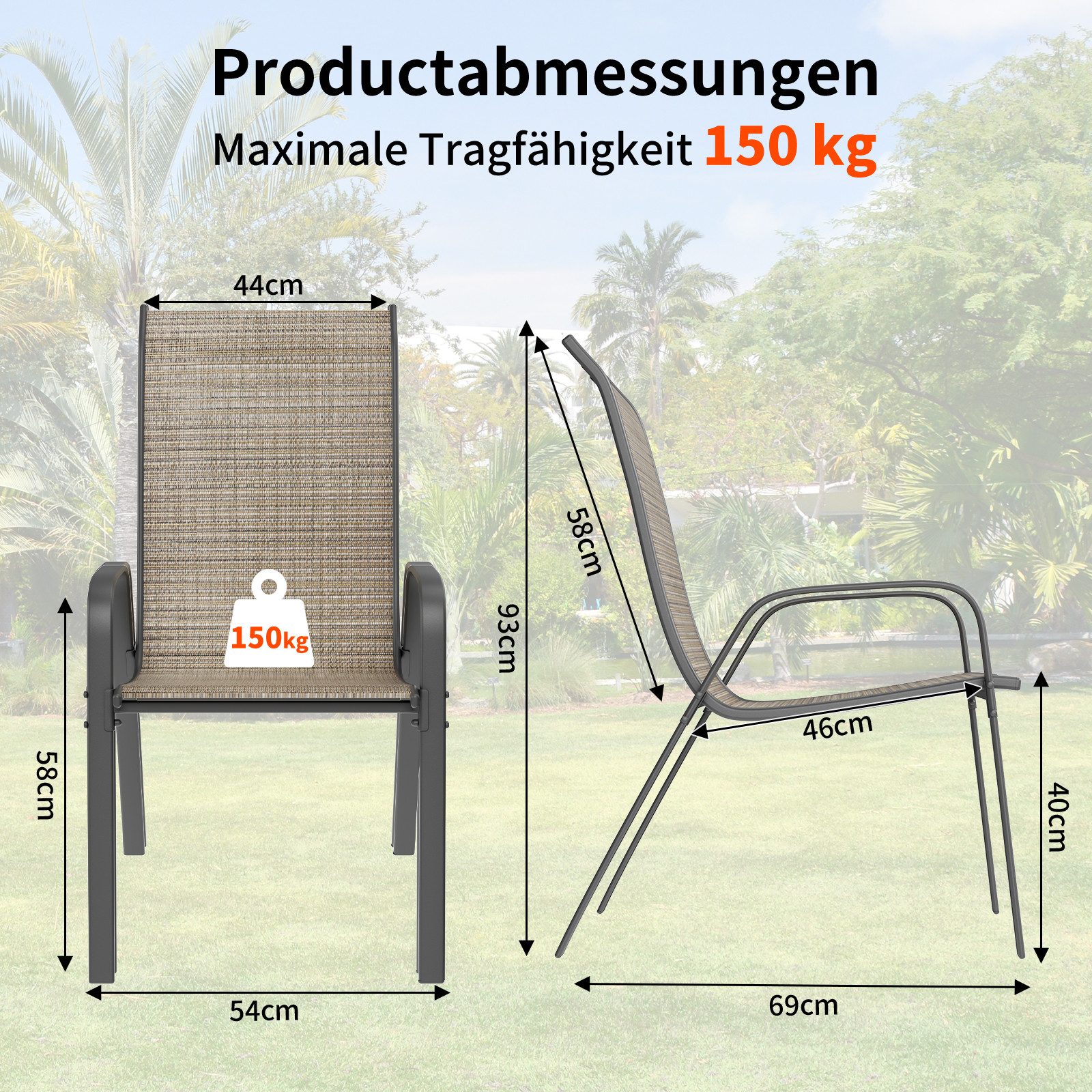 TLGREEN Stapelstuhl Gartenstühle Stapelstuhl,Camping Stapelbar Hochlehner, günstig online kaufen