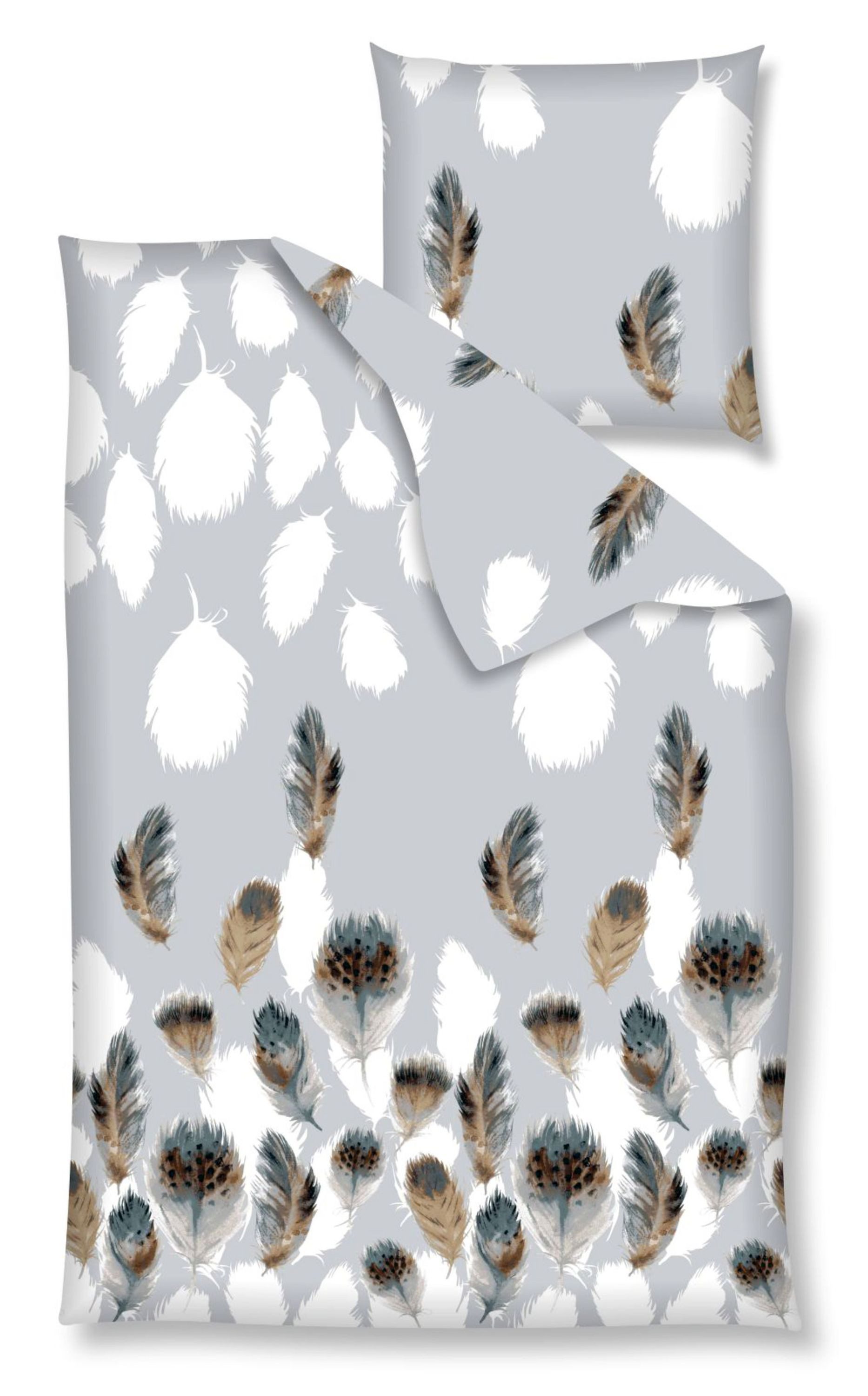 Nanette Bettwäsche Baumwolle, Renforcé, 2 teilig, Federn, hellgrau
