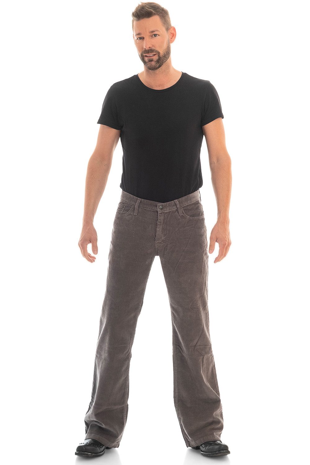 Cordhose Herren Bootcut hellgrau