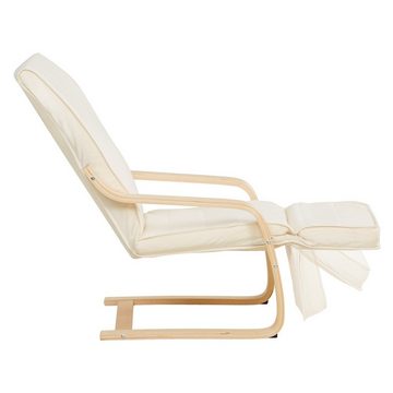 Homestyle4u Relaxsessel Sessel Natur Fernsehsessel Schaukelstuhl, Bezug abnehmbar, Fußteil verstellbar
