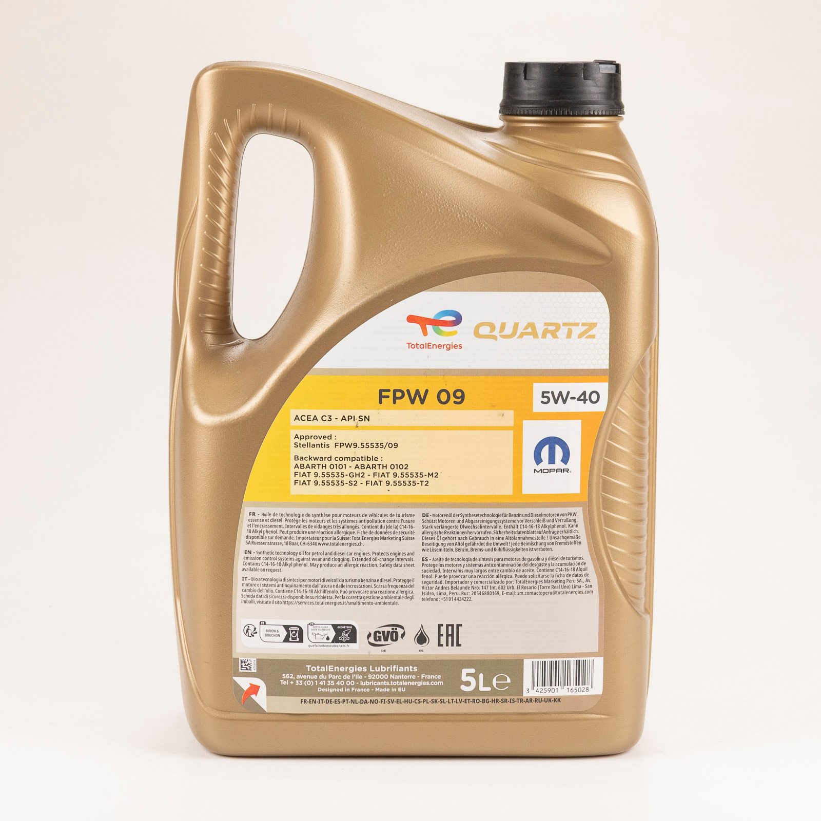 TotalEnergies Motoröl Total Quartz Mopar FPW/09 5W-40 235955 5 Liter