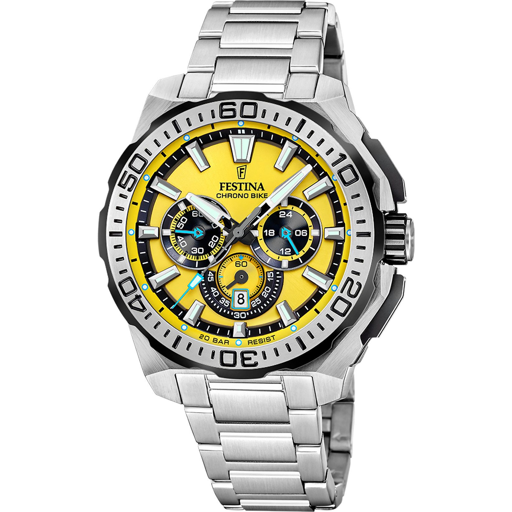 Festina Chronograph Chrono Bike – Herrenuhr, 45,5 mm, Edelstahlarmband, gel günstig online kaufen