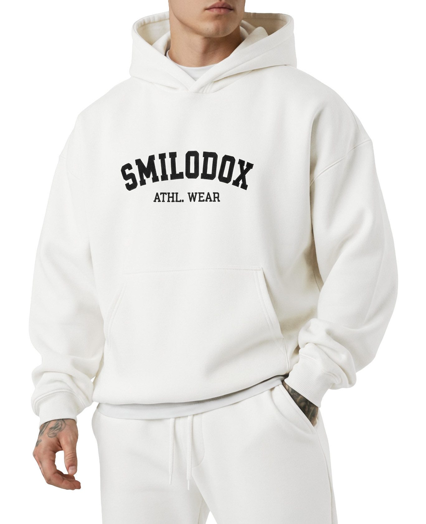 Smilodox Hoodie Kayson, Oversize Kapuzenpullover, Frontprint, große Kapuze Sweatshirt Kängurutasche weicher Stoff Warmer Pulli Streetstyle Alltag Freizeit