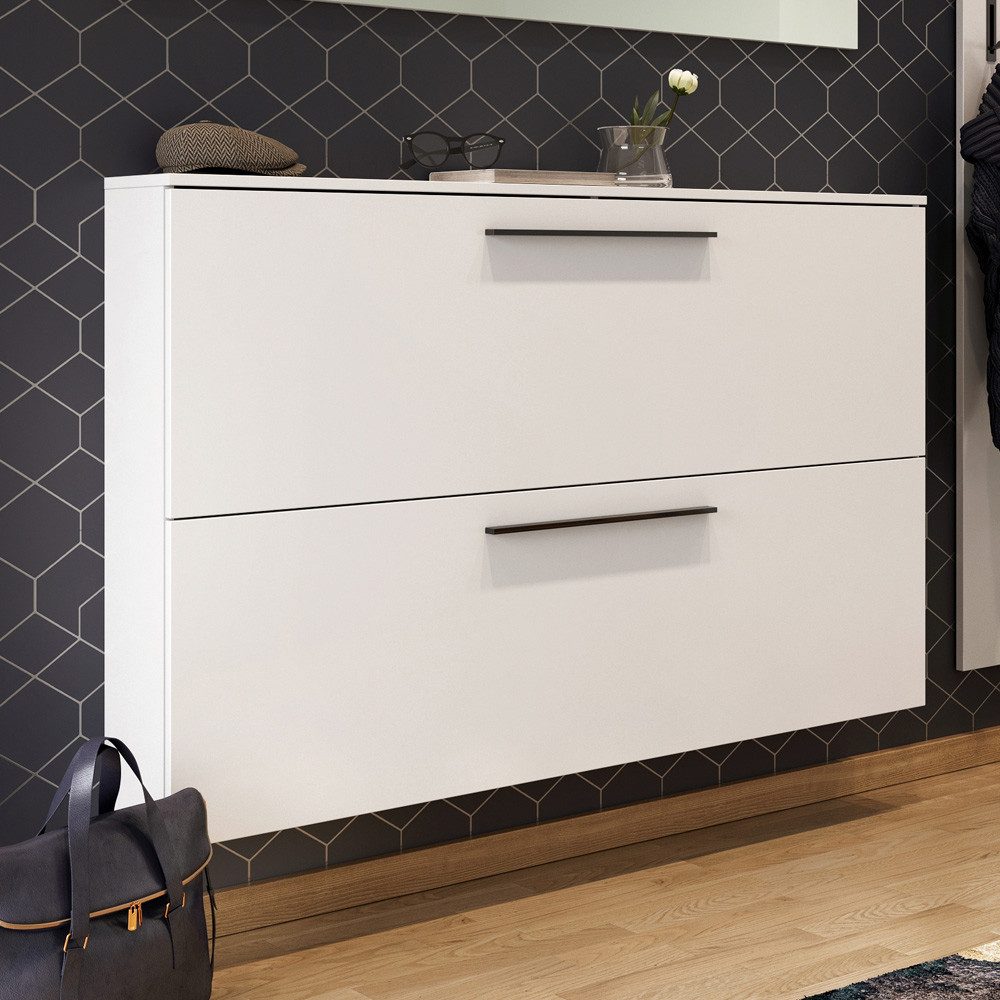 Lomadox Schuhschrank UTRERA-01 für schmalen Flur in weiß, B/H/T: ca. 140/85 günstig online kaufen