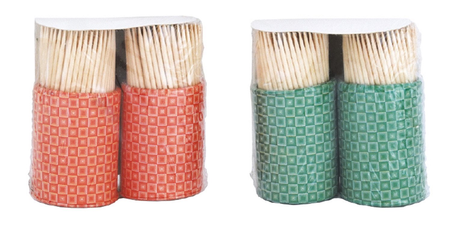 Global Partner Zahnstocherspender Zahnstocher in Pappköcher, 2er Pack, Farbe zufällig