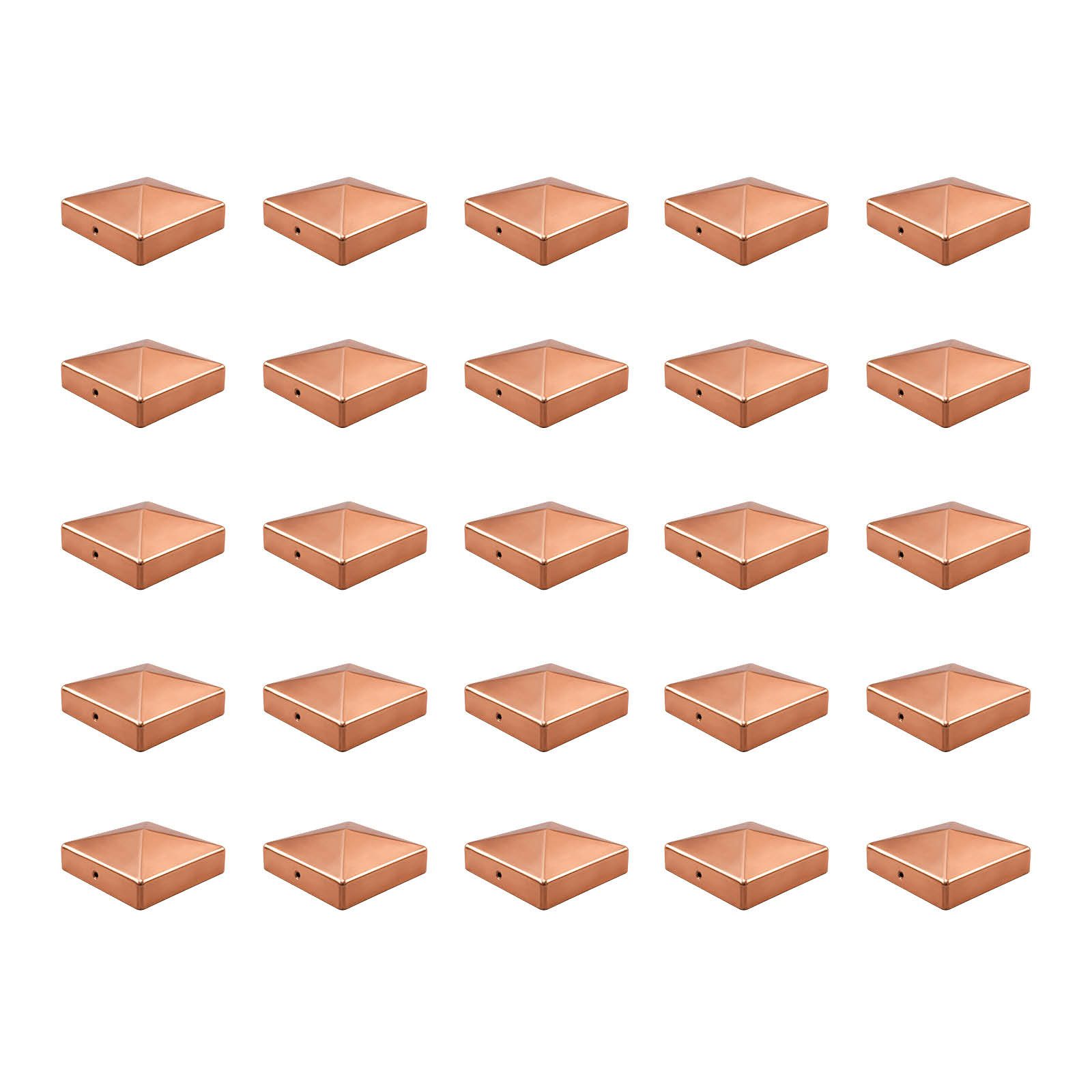 Holmwerk Pfostenkappe Kupfer 91 mm Pyramide Abdeckkappe für Pfosten 9 x 9 cm Zaunpfahl (25 St., 25er Set)