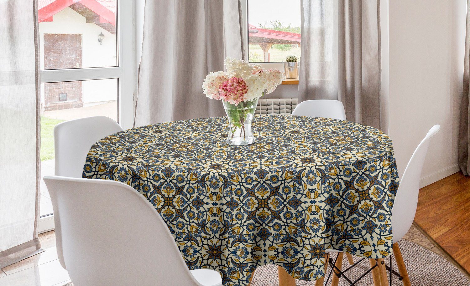 Türkisch-Muster Abdeckung für Küche Esszimmer Kreis Blume Dekoration, Tischdecke Tischdecke Abakuhaus