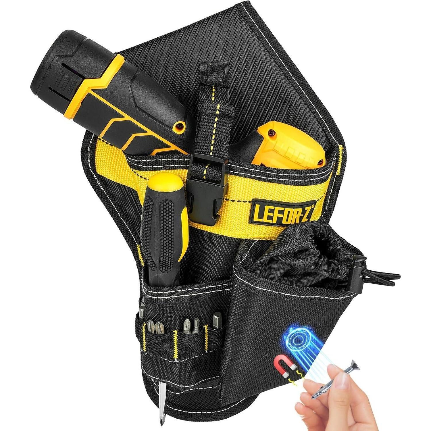 LuxusKollektion Werkzeugtasche Bohrerholster Schlag robust Werkzeuggürtel Schwarz Gelb