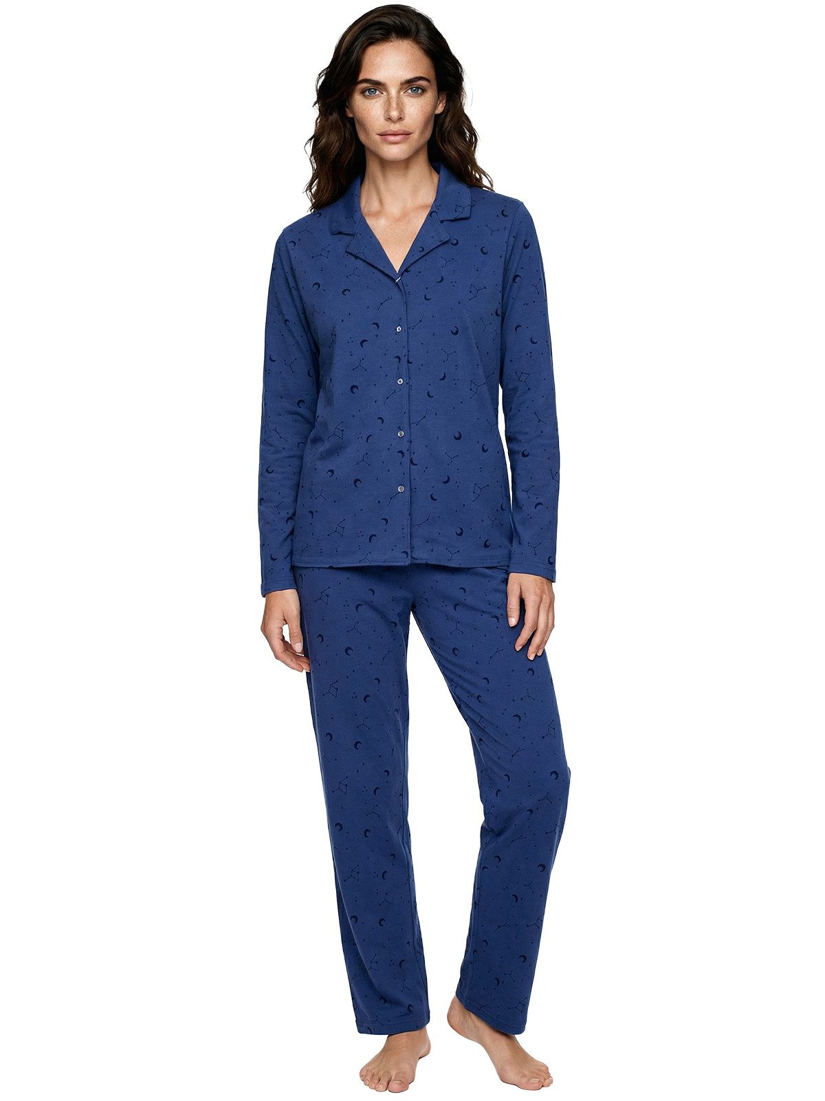 zeitlos Pyjama Pyjama Set Langarm - Mond Sterne günstig online kaufen