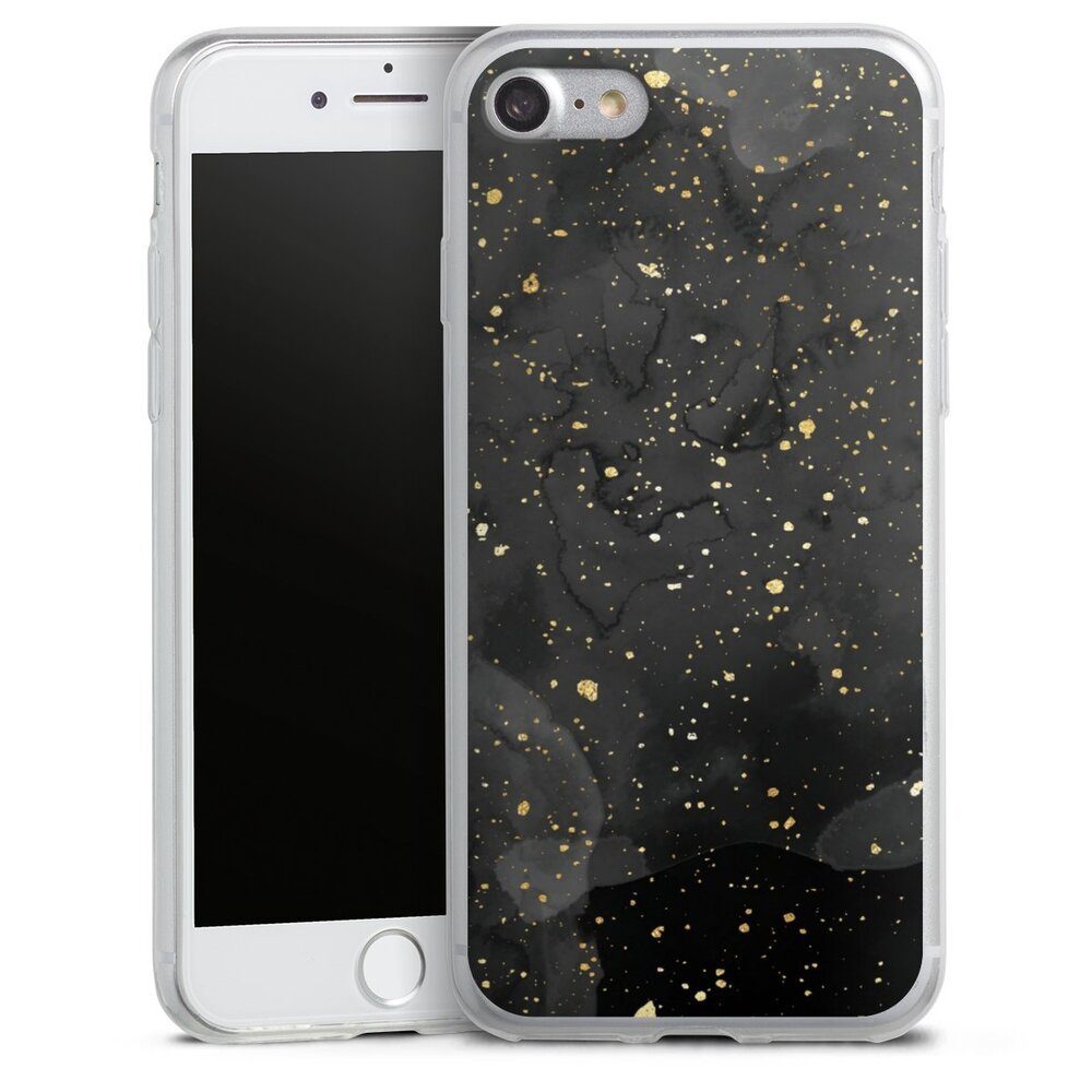 DeinDesign Handyhülle Marmor Glitzer Look Gold & Kupfer Marble Black Gold Look Print, Apple iPhone 7 Slim Case Silikon Hülle Ultra Dünn Schutzhülle