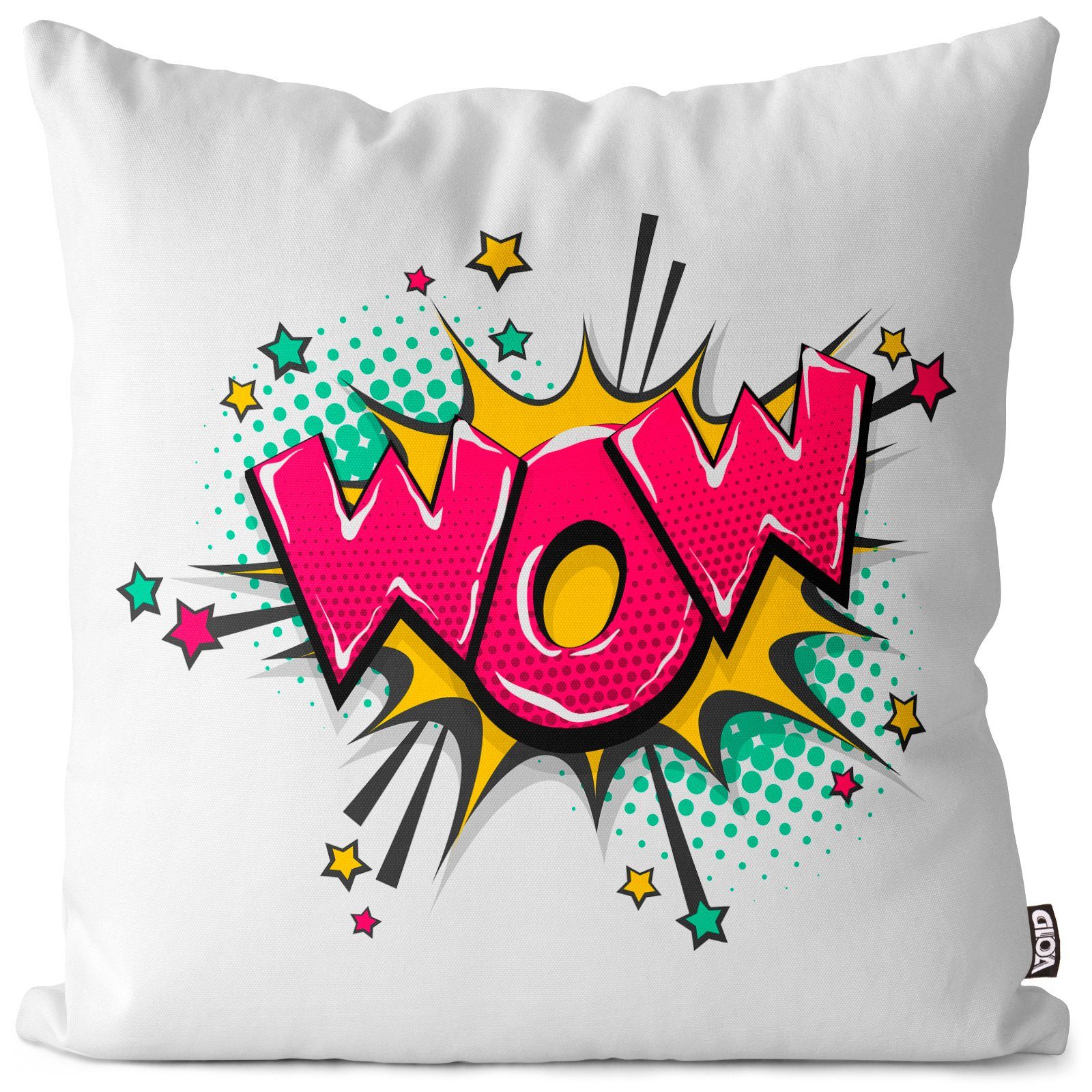 Kissenbezug, VOID (1 Stück), Sofa-Kissen WOW Pop Art Comic Anime Logo Schrift Zeichentrick bang boom Sterne Sprechblase