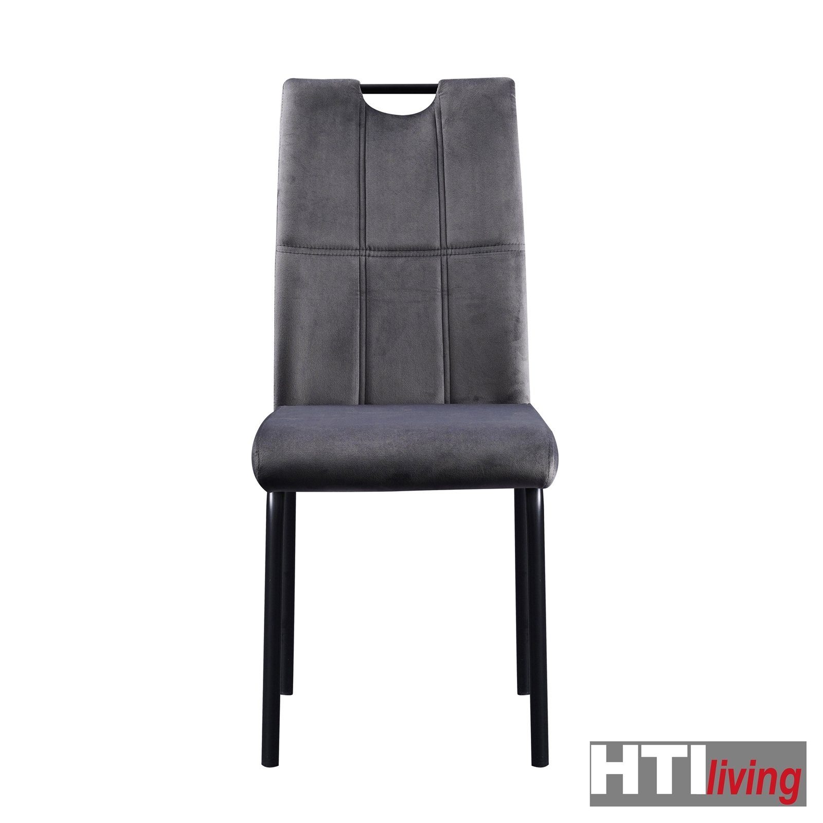 Stuhl Esszimmerstuhl Samt 4er-Set Grau Velvet (Set, Esszimmerstuhl St), Denton HTI-Living 4