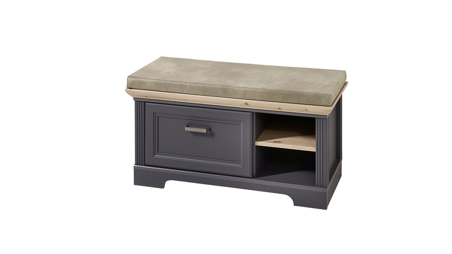 Innostyle Sitzbank Bank Jasmin Schuhschrank mit Kissen graphit und Artisan Eiche 93x49 cm