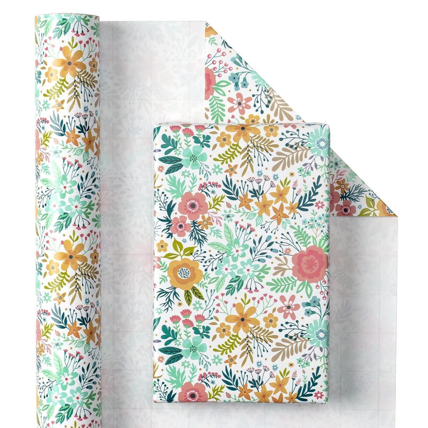 LuxusKollektion Geschenkpapier Geschenkpapier Rolle Blumen Gelb 43,2cm x 10m