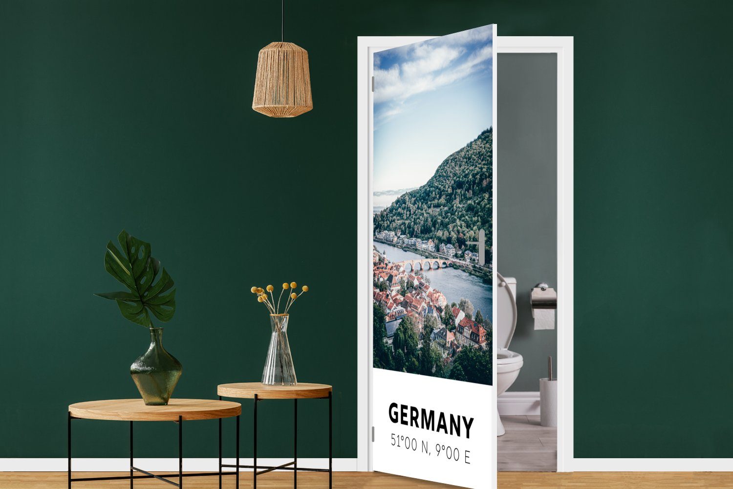 MuchoWow Türtapete Deutschland - Heidelberg Fototapete - bedruckt, Türaufkleber, 75x205 cm Tür, für St), Sommer, Matt, (1